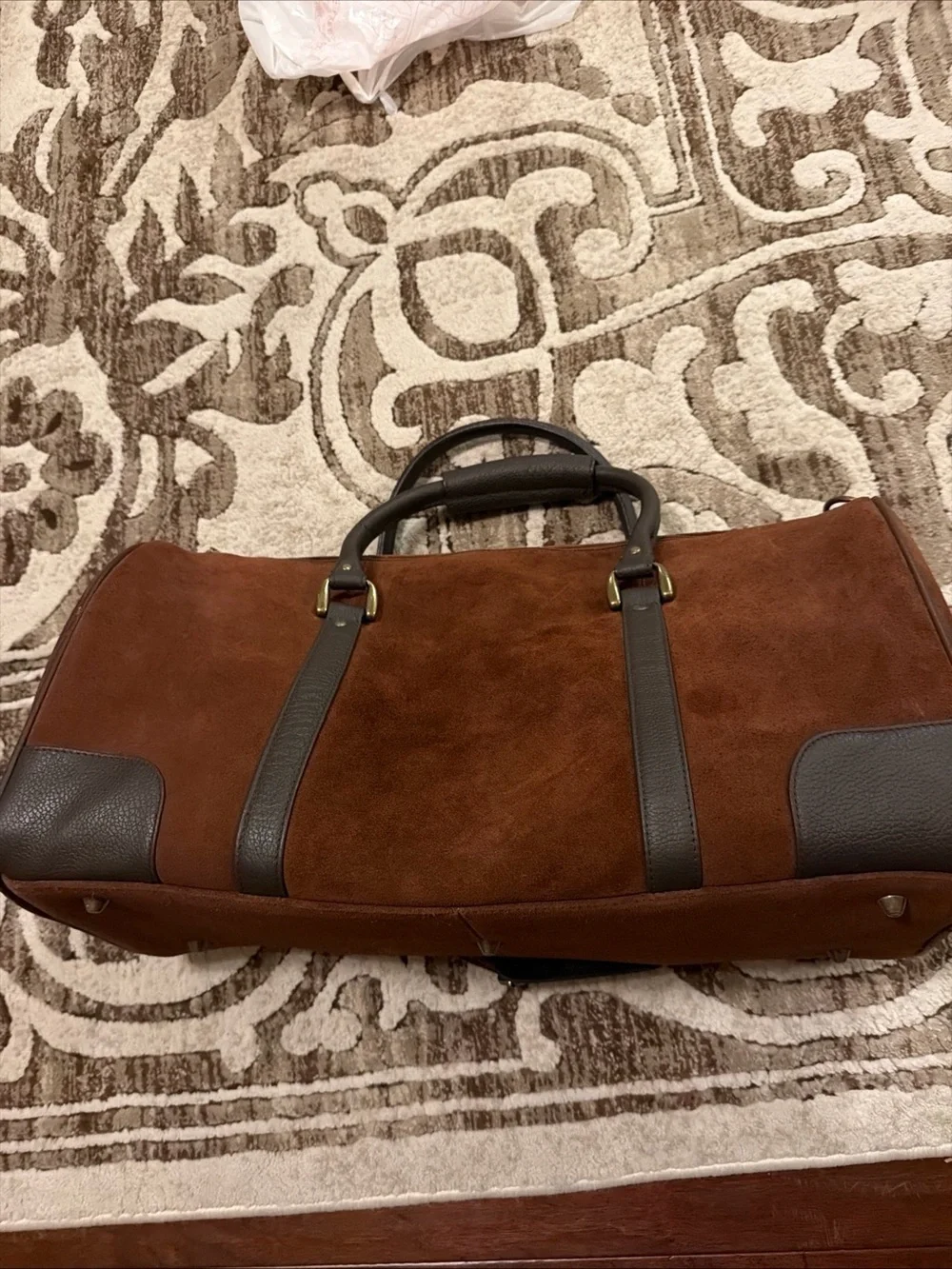 Marlboro Brown Suede Duffel with Dark Brown Leather Trim